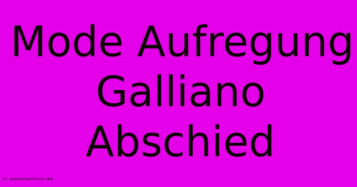 Mode Aufregung Galliano Abschied