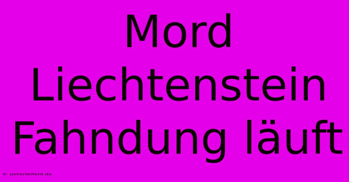 Mord Liechtenstein Fahndung Läuft