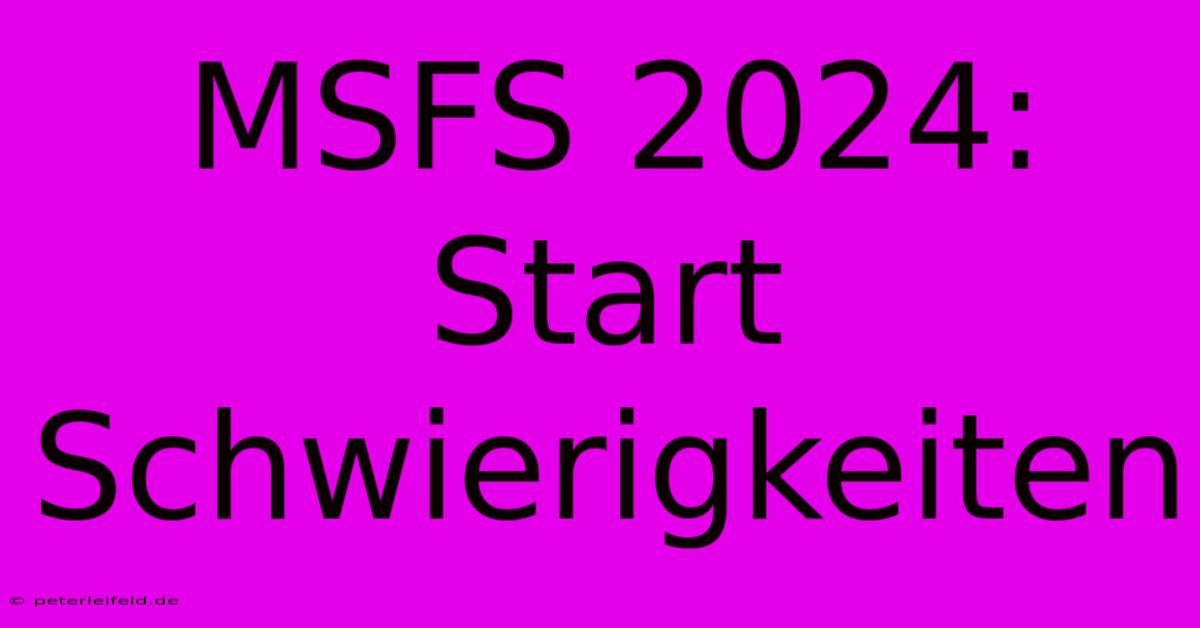 MSFS 2024:  Start Schwierigkeiten