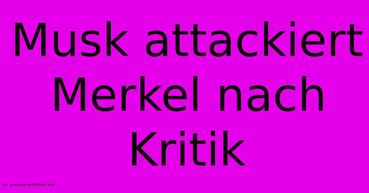 Musk Attackiert Merkel Nach Kritik