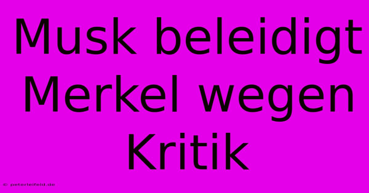 Musk Beleidigt Merkel Wegen Kritik