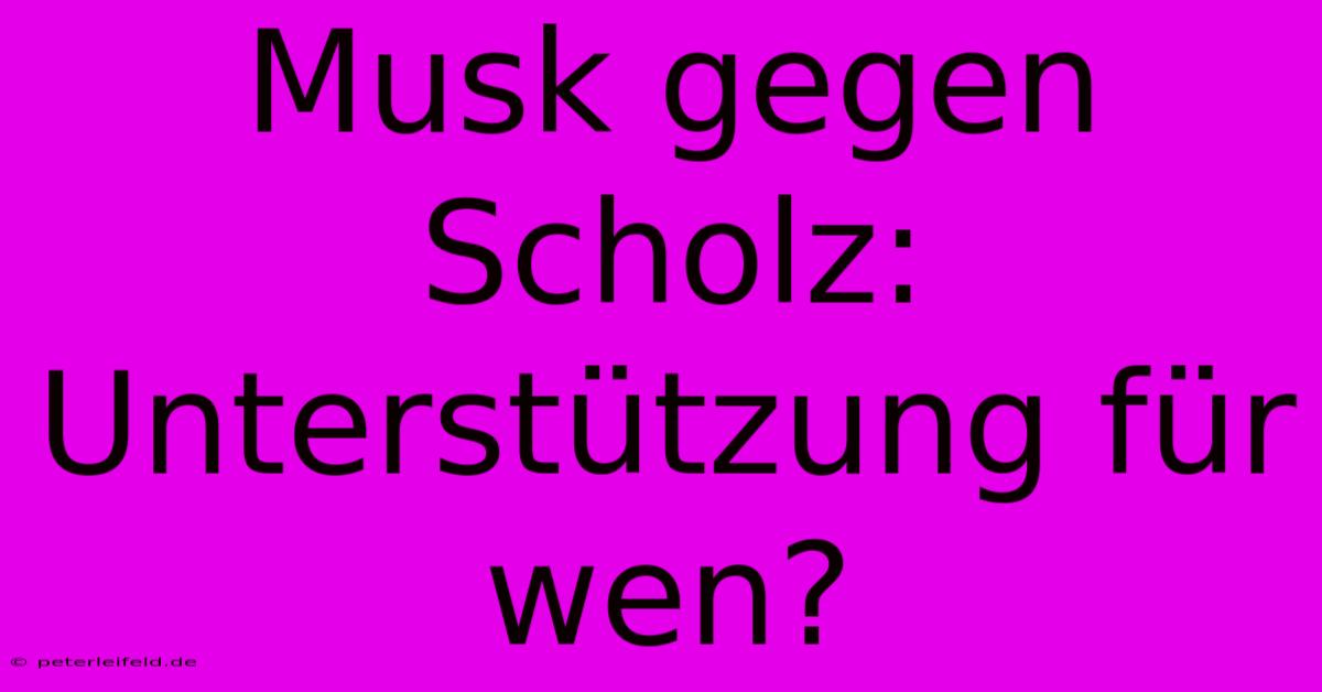 Musk Gegen Scholz: Unterstützung Für Wen?