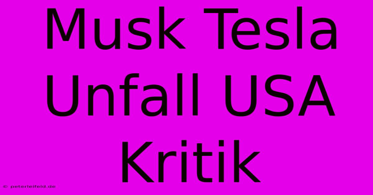 Musk Tesla Unfall USA Kritik