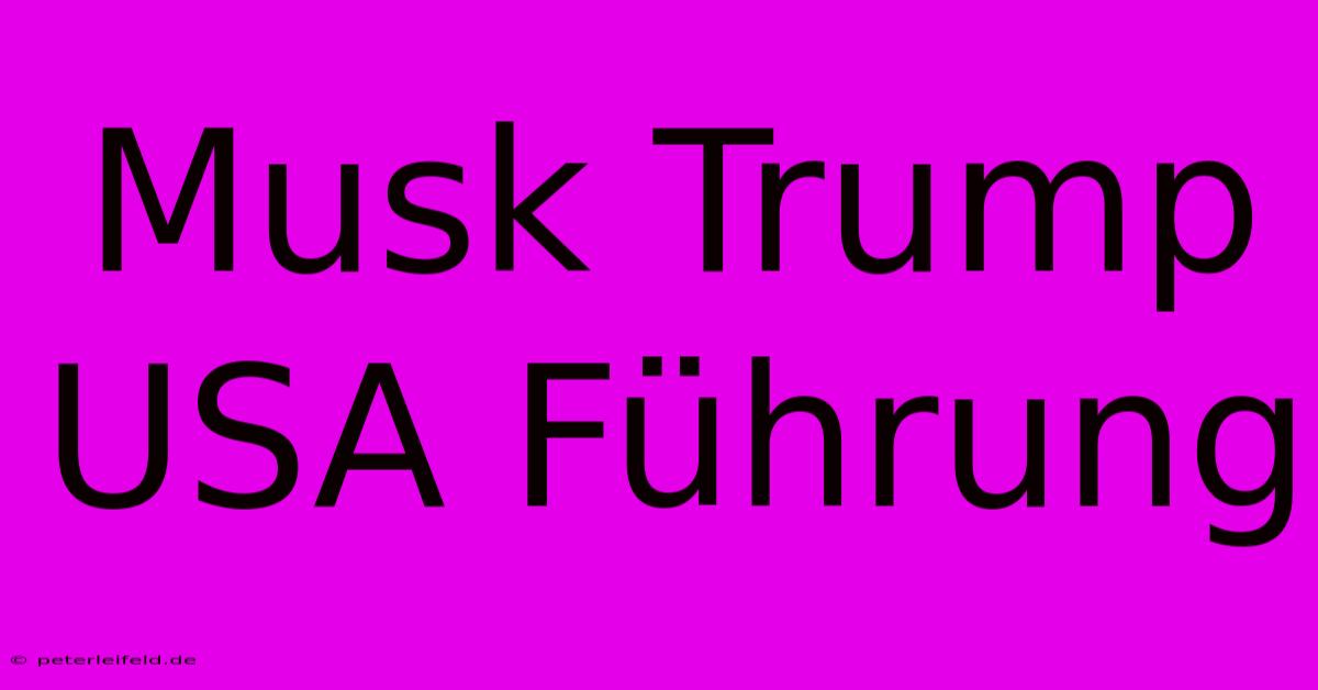 Musk Trump USA Führung