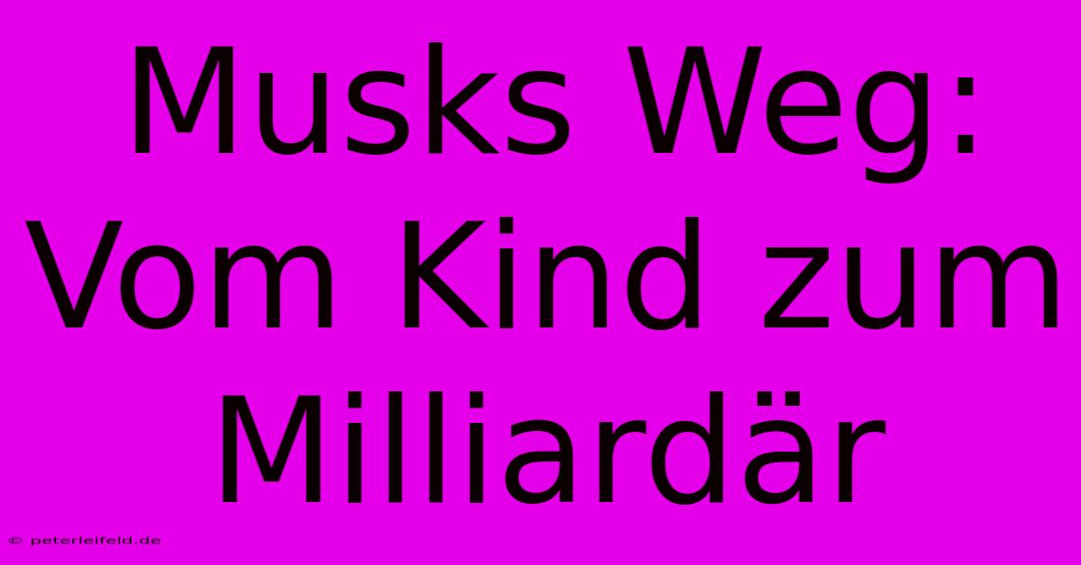 Musks Weg: Vom Kind Zum Milliardär