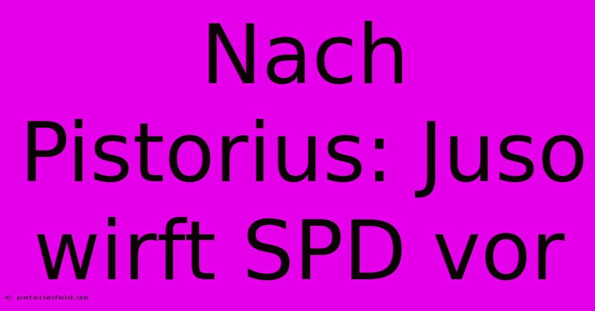 Nach Pistorius: Juso Wirft SPD Vor