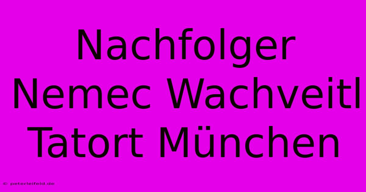 Nachfolger Nemec Wachveitl Tatort München