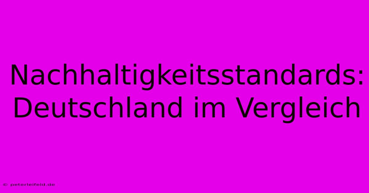 Nachhaltigkeitsstandards: Deutschland Im Vergleich