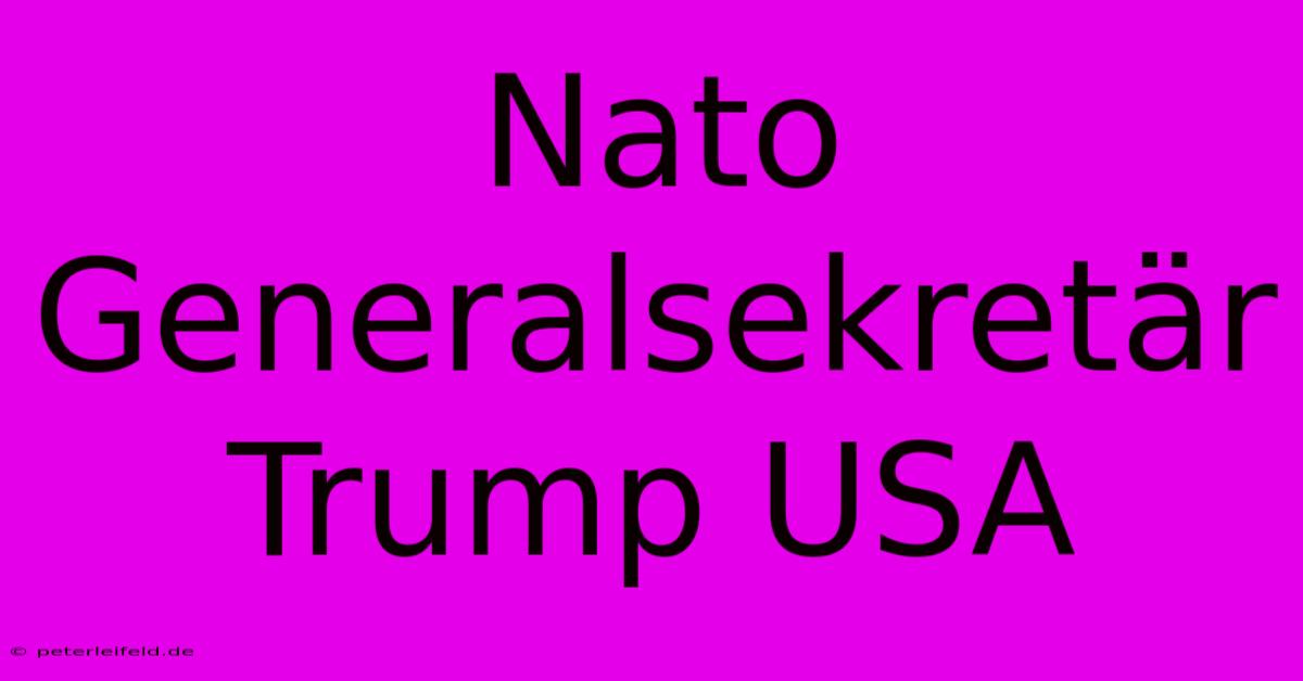 Nato Generalsekretär Trump USA