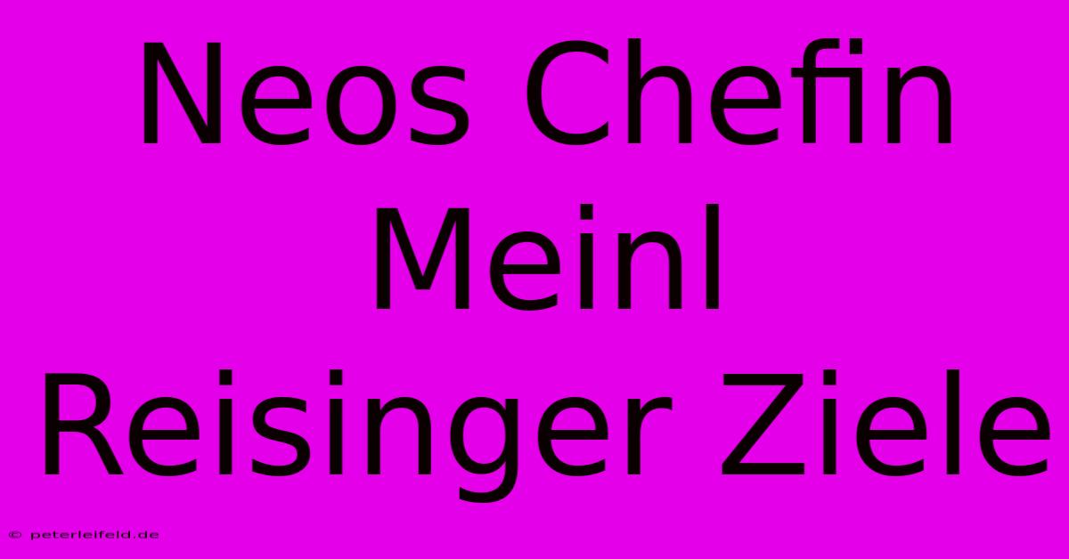 Neos Chefin Meinl Reisinger Ziele