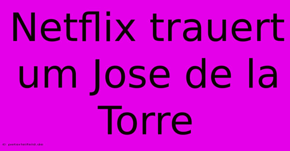 Netflix Trauert Um Jose De La Torre