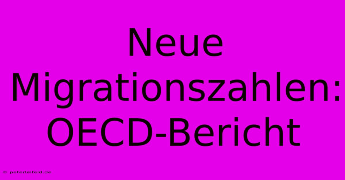 Neue Migrationszahlen: OECD-Bericht