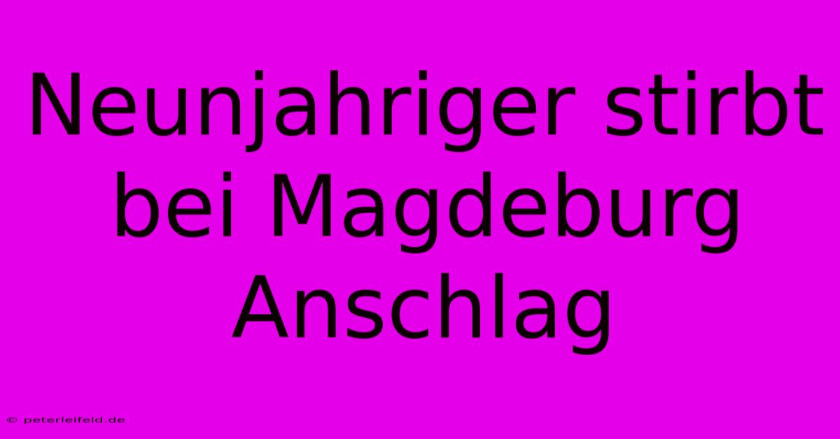 Neunjahriger Stirbt Bei Magdeburg Anschlag