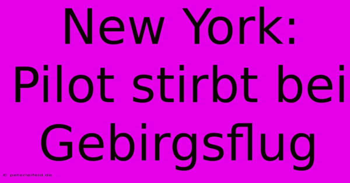 New York: Pilot Stirbt Bei Gebirgsflug