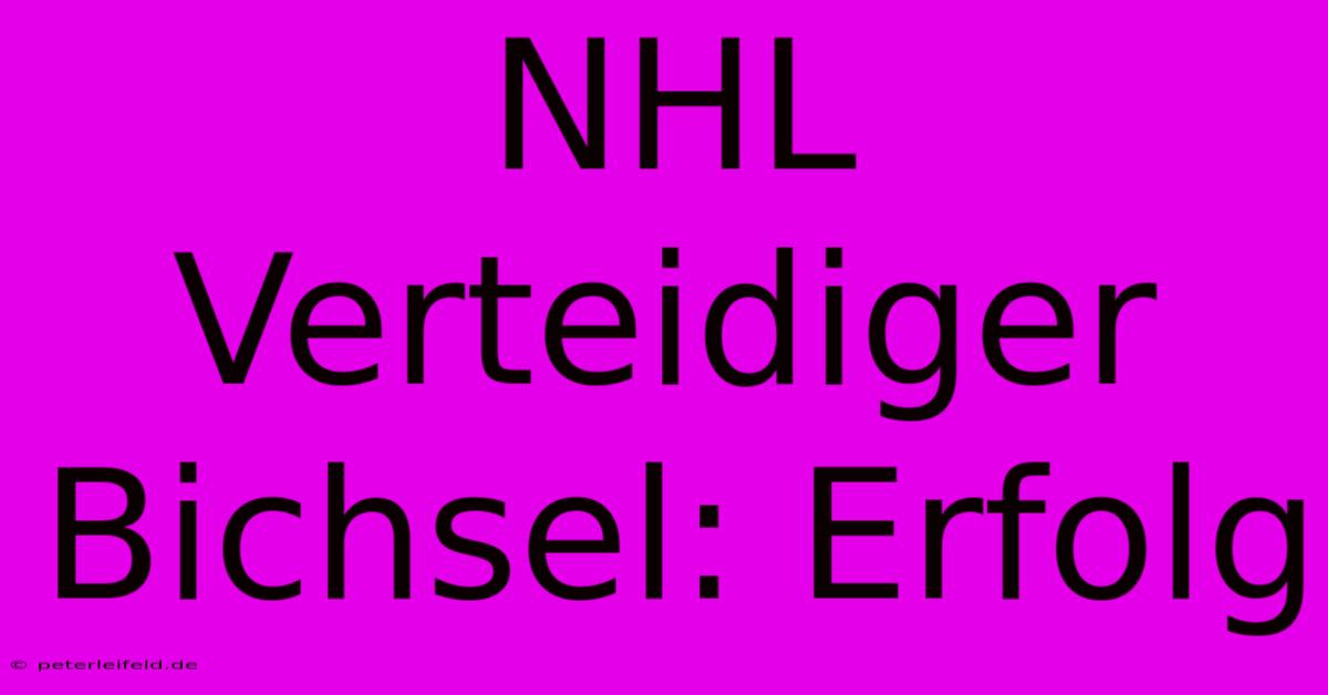 NHL Verteidiger Bichsel: Erfolg