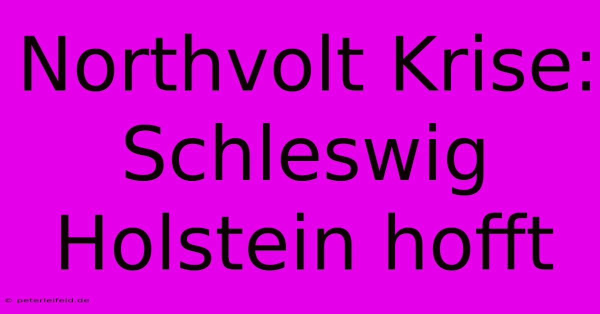 Northvolt Krise: Schleswig Holstein Hofft