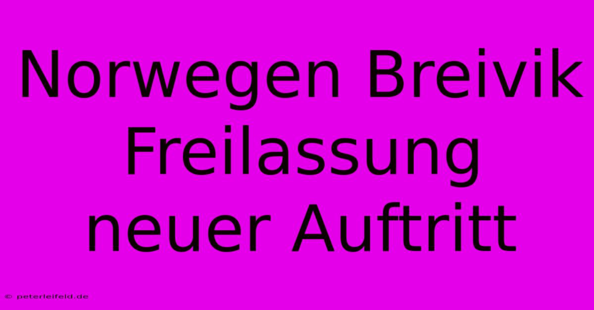 Norwegen Breivik Freilassung Neuer Auftritt