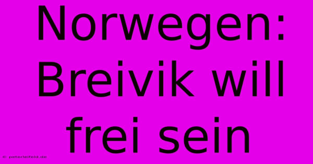 Norwegen: Breivik Will Frei Sein