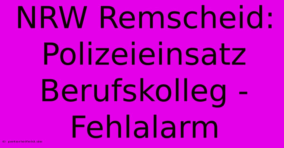 NRW Remscheid: Polizeieinsatz Berufskolleg - Fehlalarm