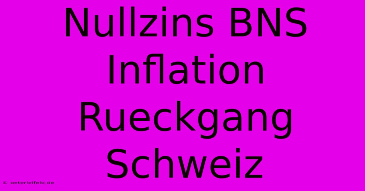 Nullzins BNS  Inflation  Rueckgang Schweiz