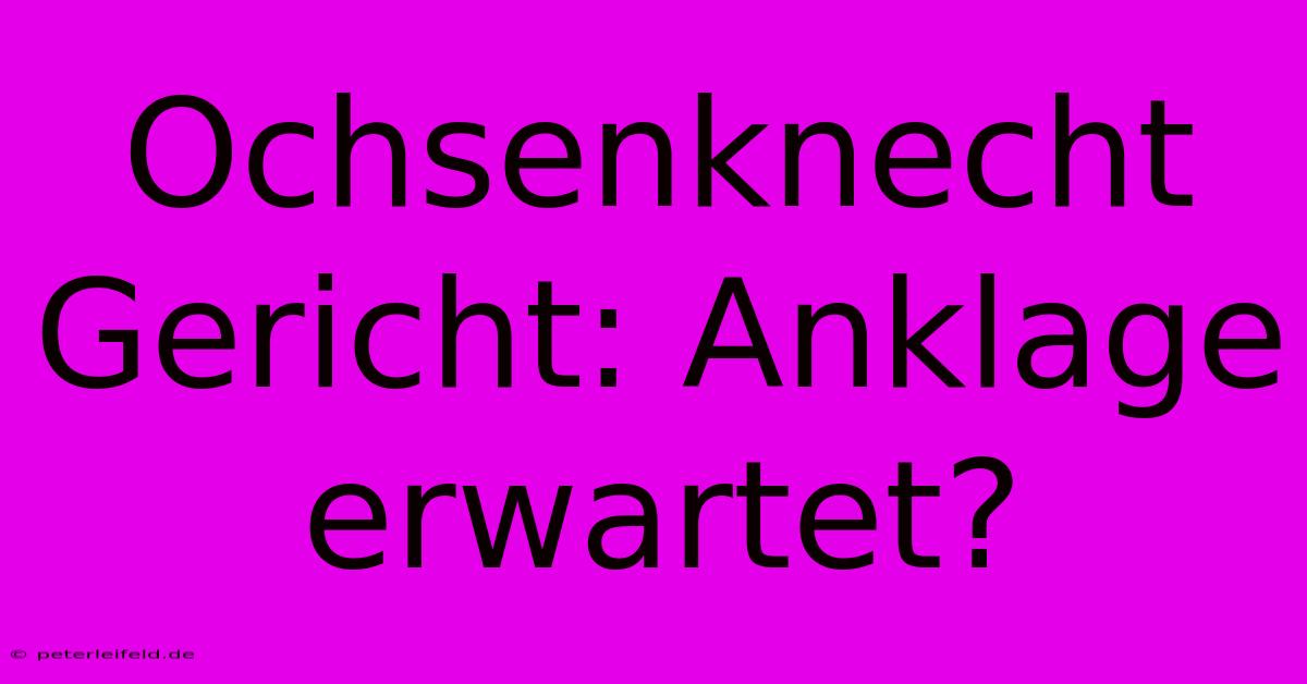 Ochsenknecht Gericht: Anklage Erwartet?