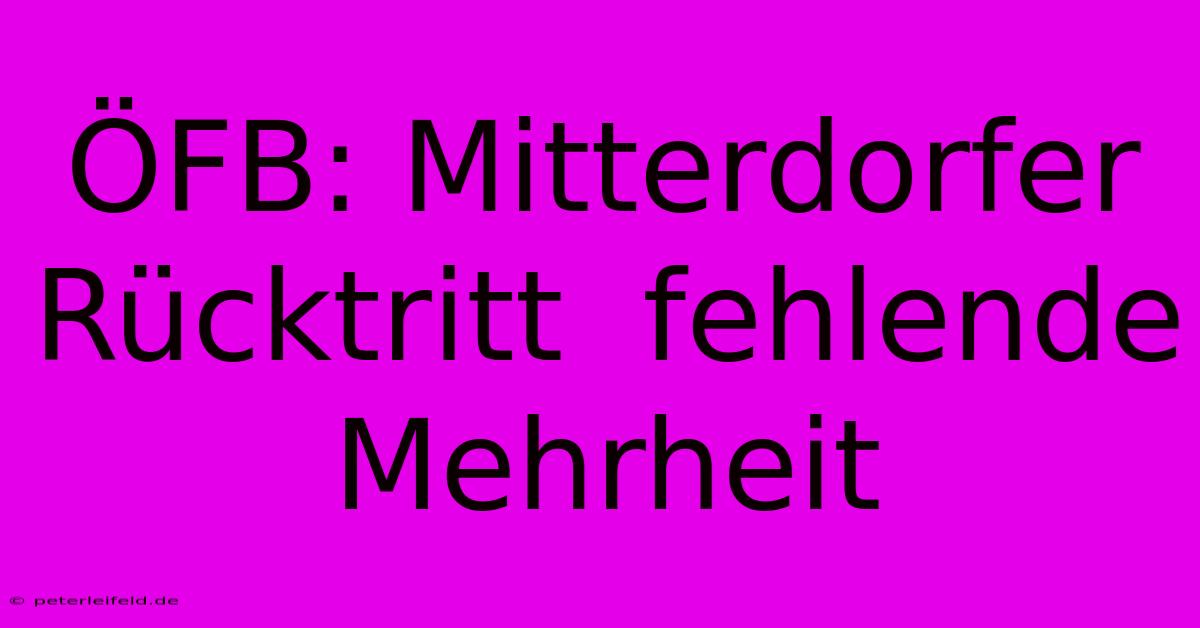 ÖFB: Mitterdorfer Rücktritt  Fehlende Mehrheit