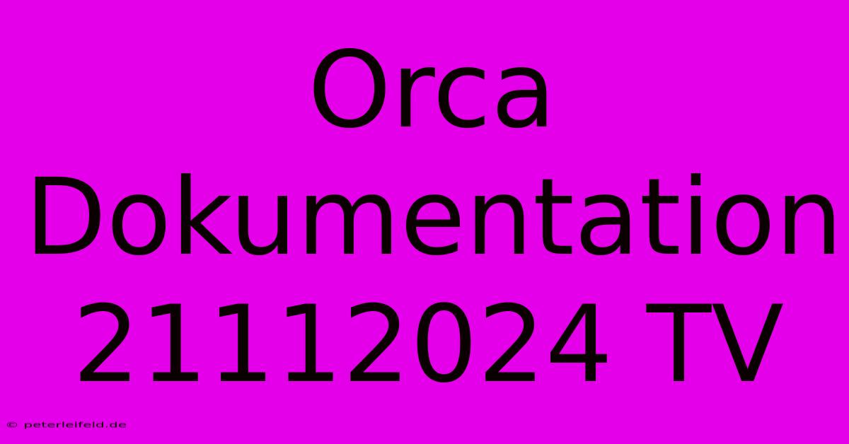 Orca Dokumentation 21112024 TV