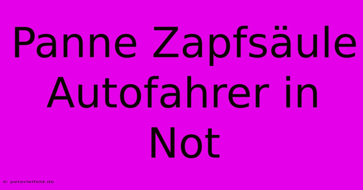 Panne Zapfsäule Autofahrer In Not