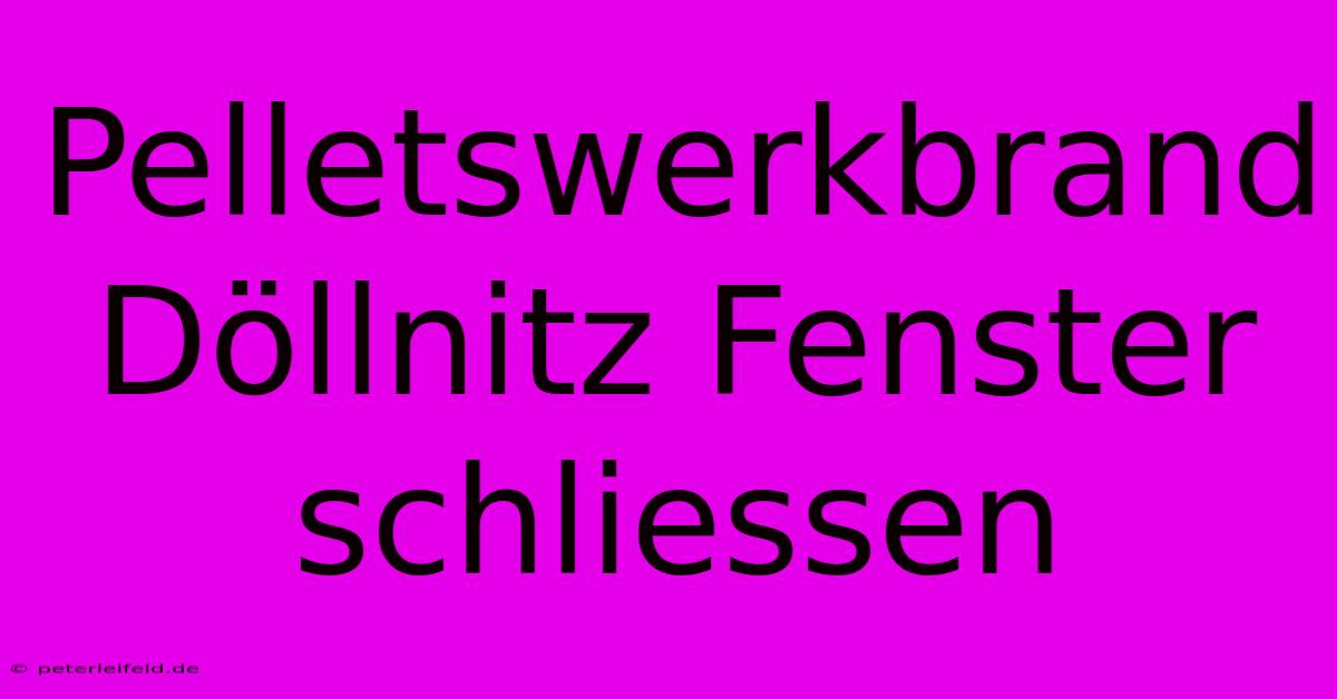 Pelletswerkbrand Döllnitz Fenster Schliessen