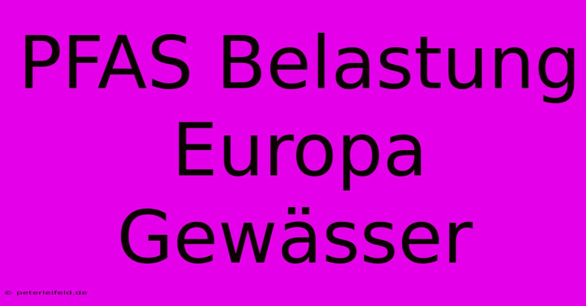 PFAS Belastung Europa Gewässer