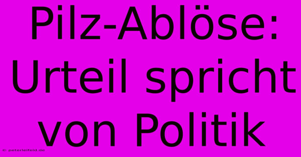 Pilz-Ablöse: Urteil Spricht Von Politik