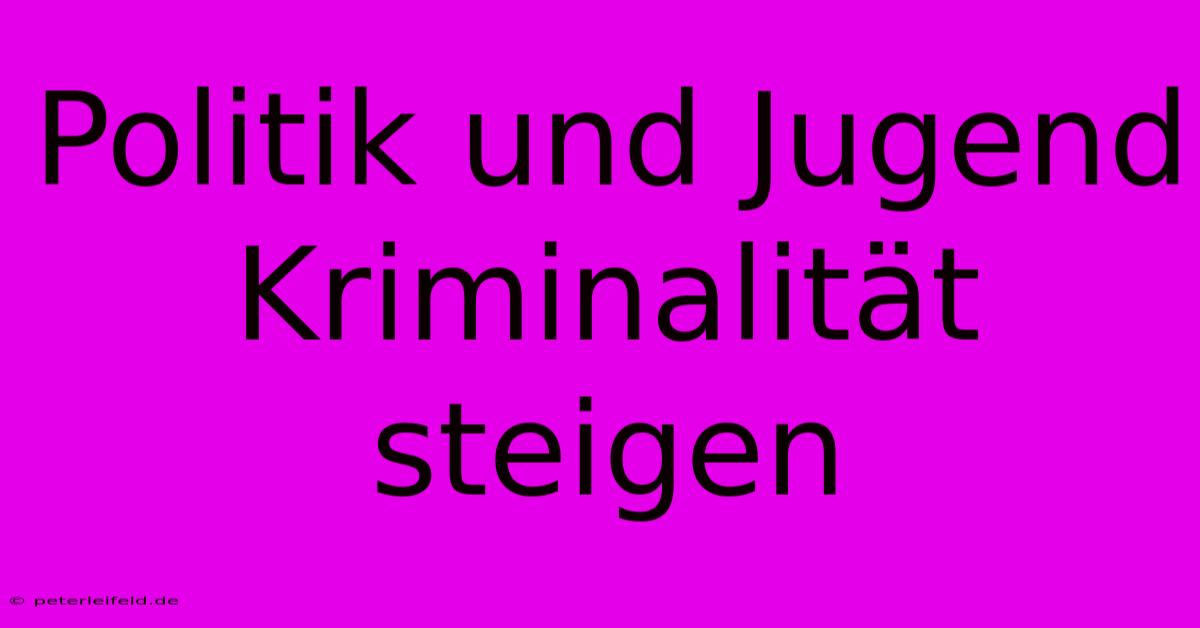 Politik Und Jugend Kriminalität Steigen