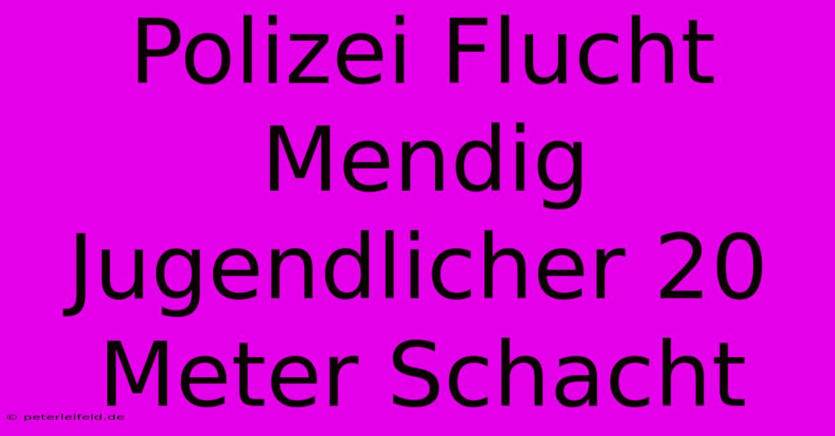 Polizei Flucht Mendig Jugendlicher 20 Meter Schacht