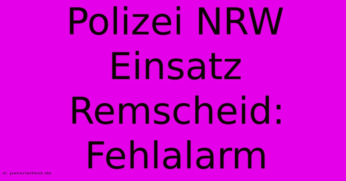 Polizei NRW Einsatz Remscheid: Fehlalarm