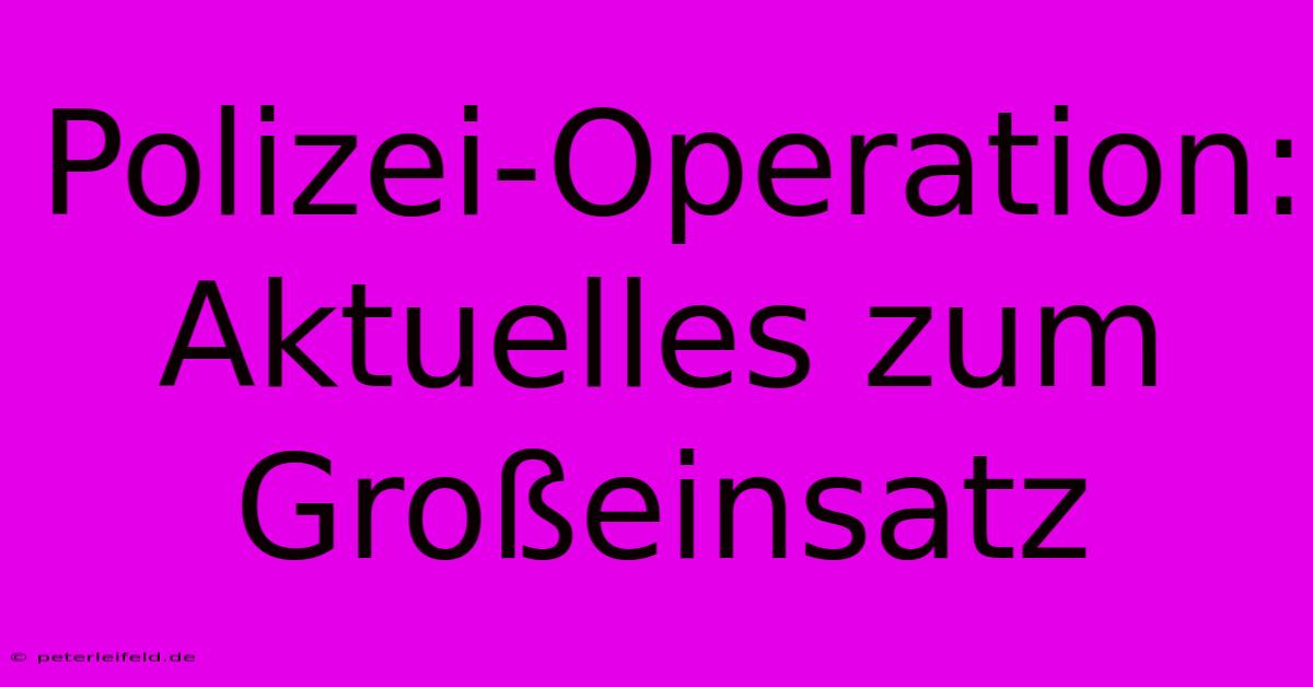 Polizei-Operation: Aktuelles Zum Großeinsatz