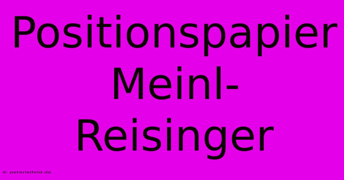 Positionspapier Meinl-Reisinger