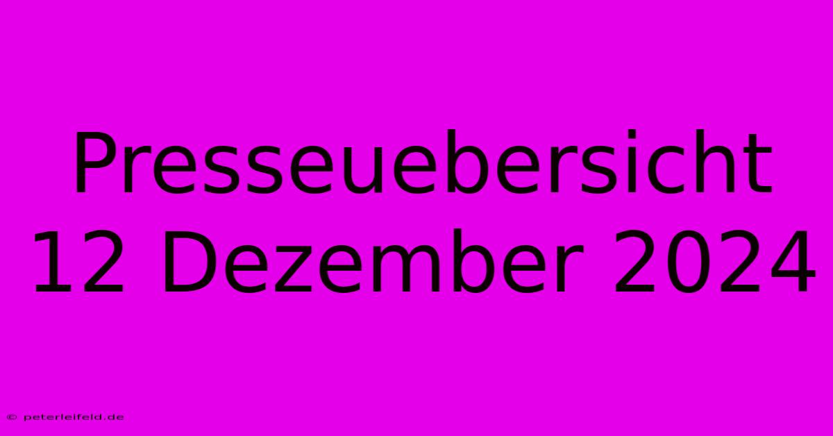 Presseuebersicht 12 Dezember 2024