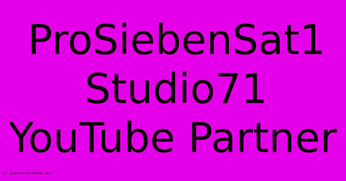 ProSiebenSat1 Studio71 YouTube Partner