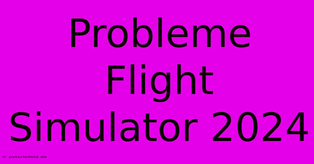 Probleme Flight Simulator 2024