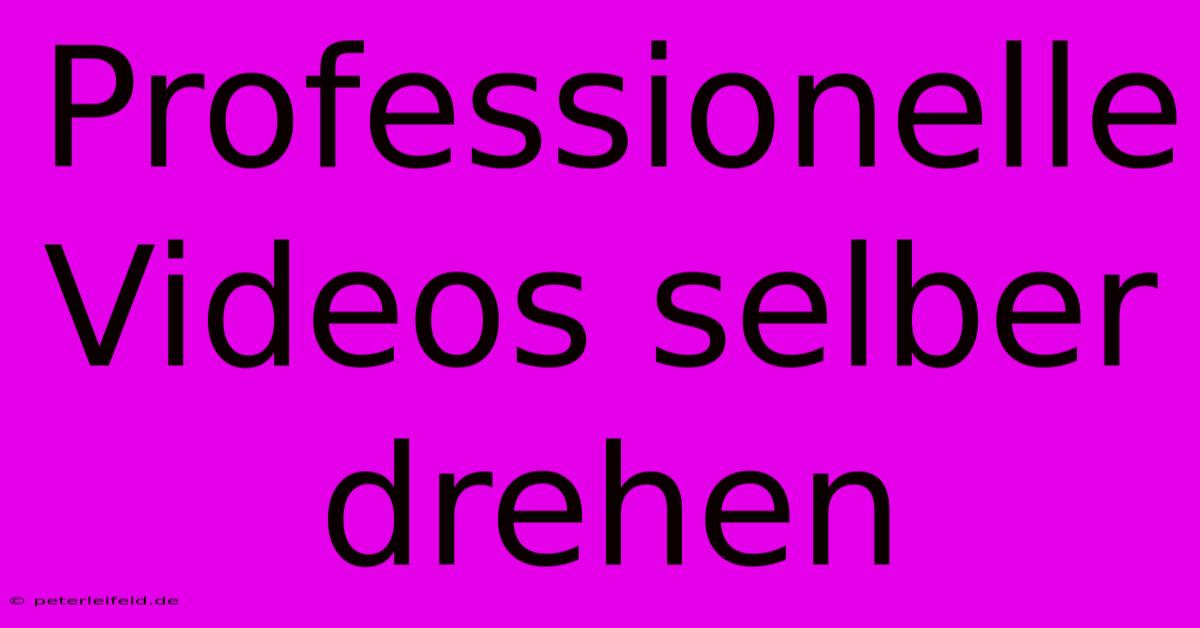 Professionelle Videos Selber Drehen