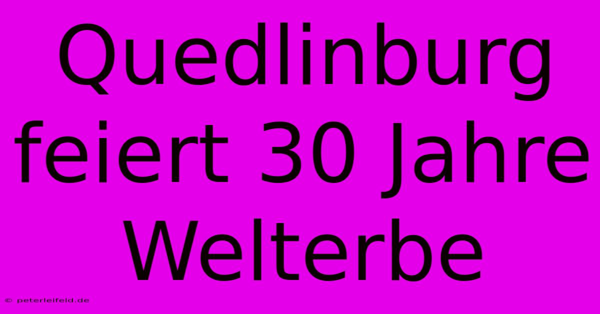 Quedlinburg Feiert 30 Jahre Welterbe