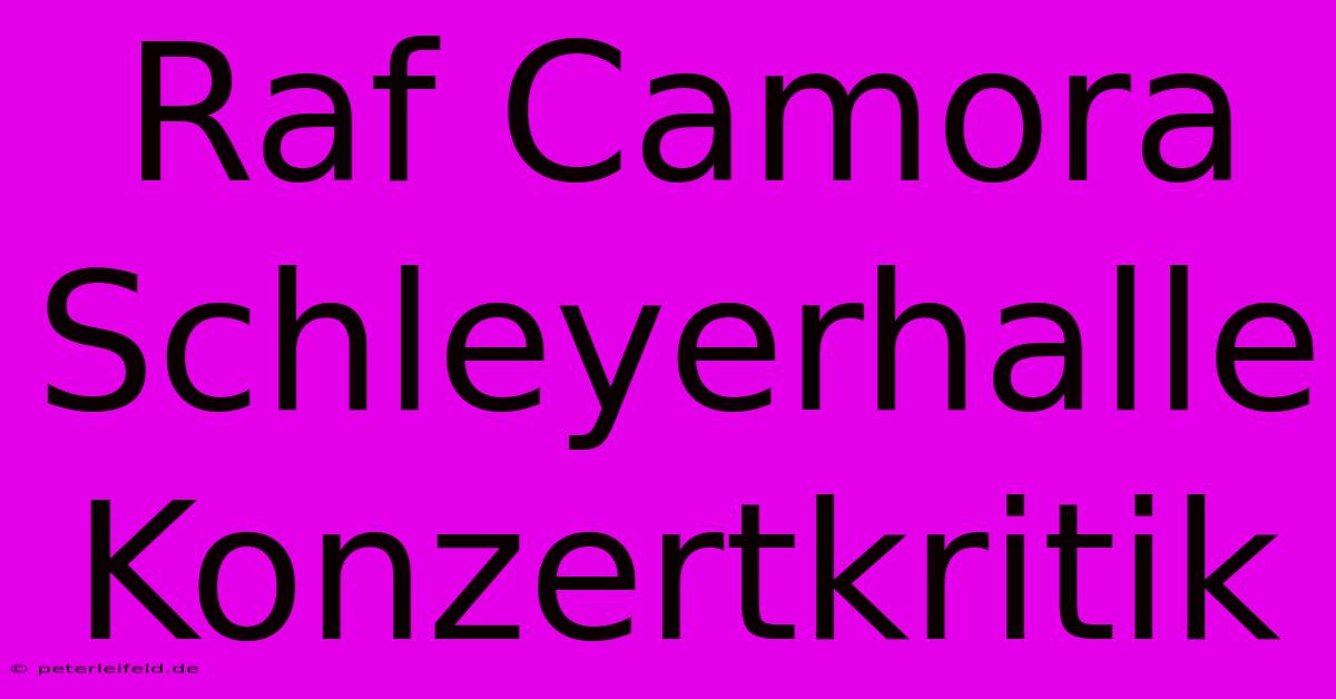 Raf Camora Schleyerhalle Konzertkritik