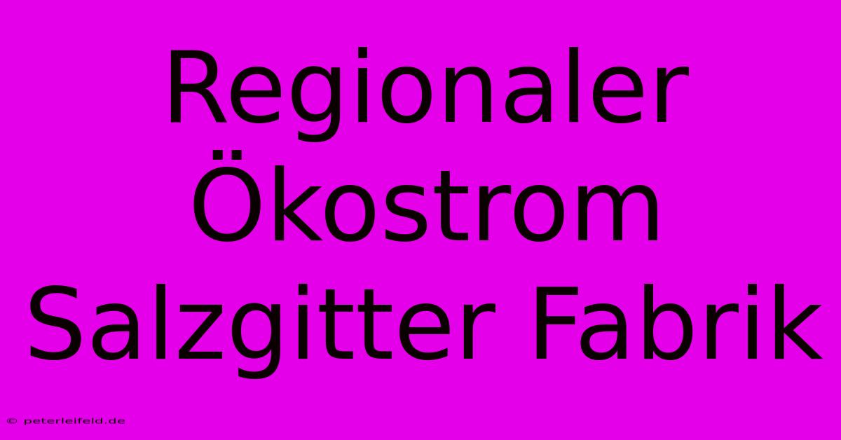 Regionaler Ökostrom Salzgitter Fabrik