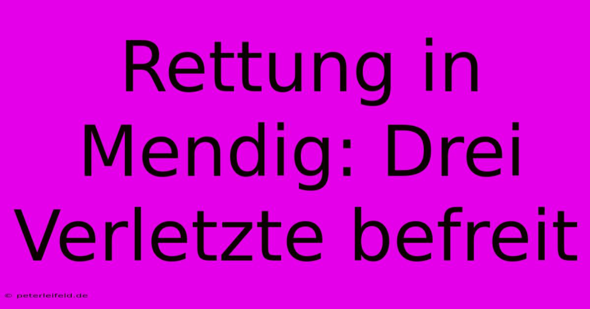 Rettung In Mendig: Drei Verletzte Befreit