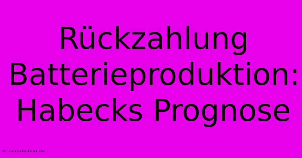 Rückzahlung Batterieproduktion: Habecks Prognose