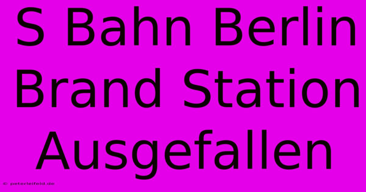 S Bahn Berlin Brand Station Ausgefallen