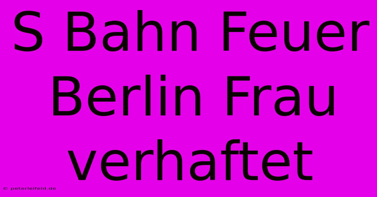 S Bahn Feuer Berlin Frau Verhaftet