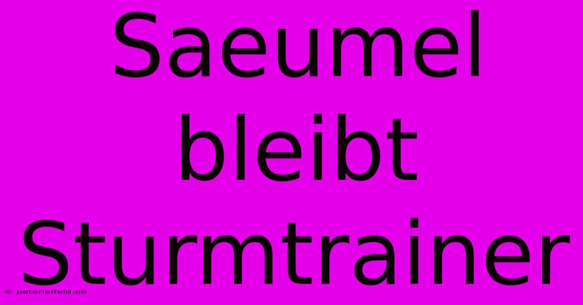 Saeumel Bleibt Sturmtrainer