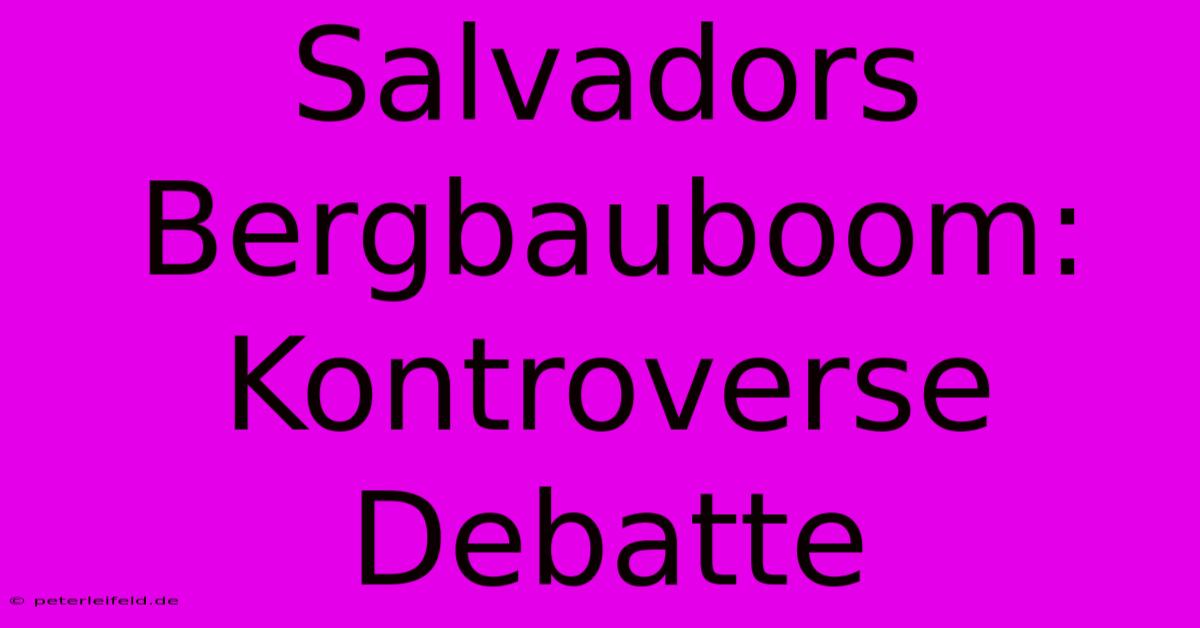 Salvadors Bergbauboom: Kontroverse Debatte