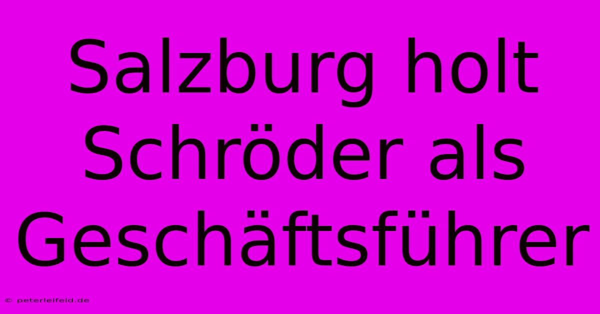 Salzburg Holt Schröder Als Geschäftsführer